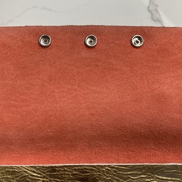 Gold Metallic Leather Clutch - Picture 4 of 7